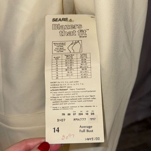 Vintage Sears Cream Blazers That Fit Women’s Button Down Blazer Size 14 - Picture 5 of 14